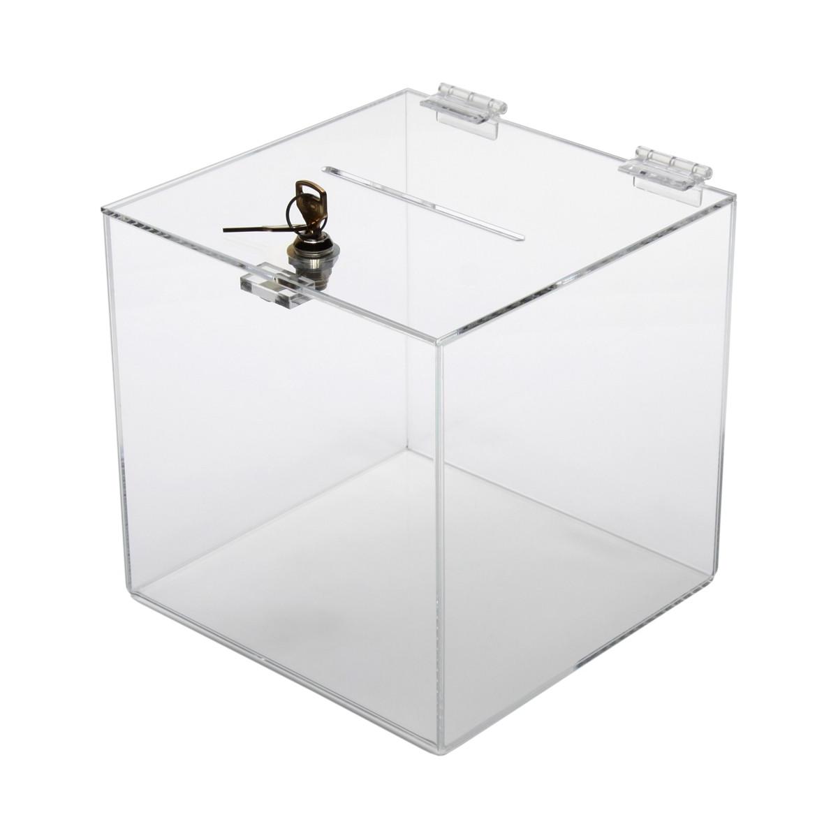 Spendenbox 4mm Acrylglas klar 30x30x30cm mit abnehmbarem Deckel sudu® Losbox 