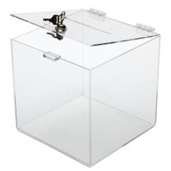Spendenbox mit Schloss 300x300x300mm aus Acryl