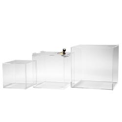 Spendenbox mit Schloss 200x200x200mm aus Acryl