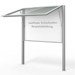 Schaukasten VITRUM 73 E 6x DIN A4 silber eloxiert, Passepartout weiß, mit Standbeinen